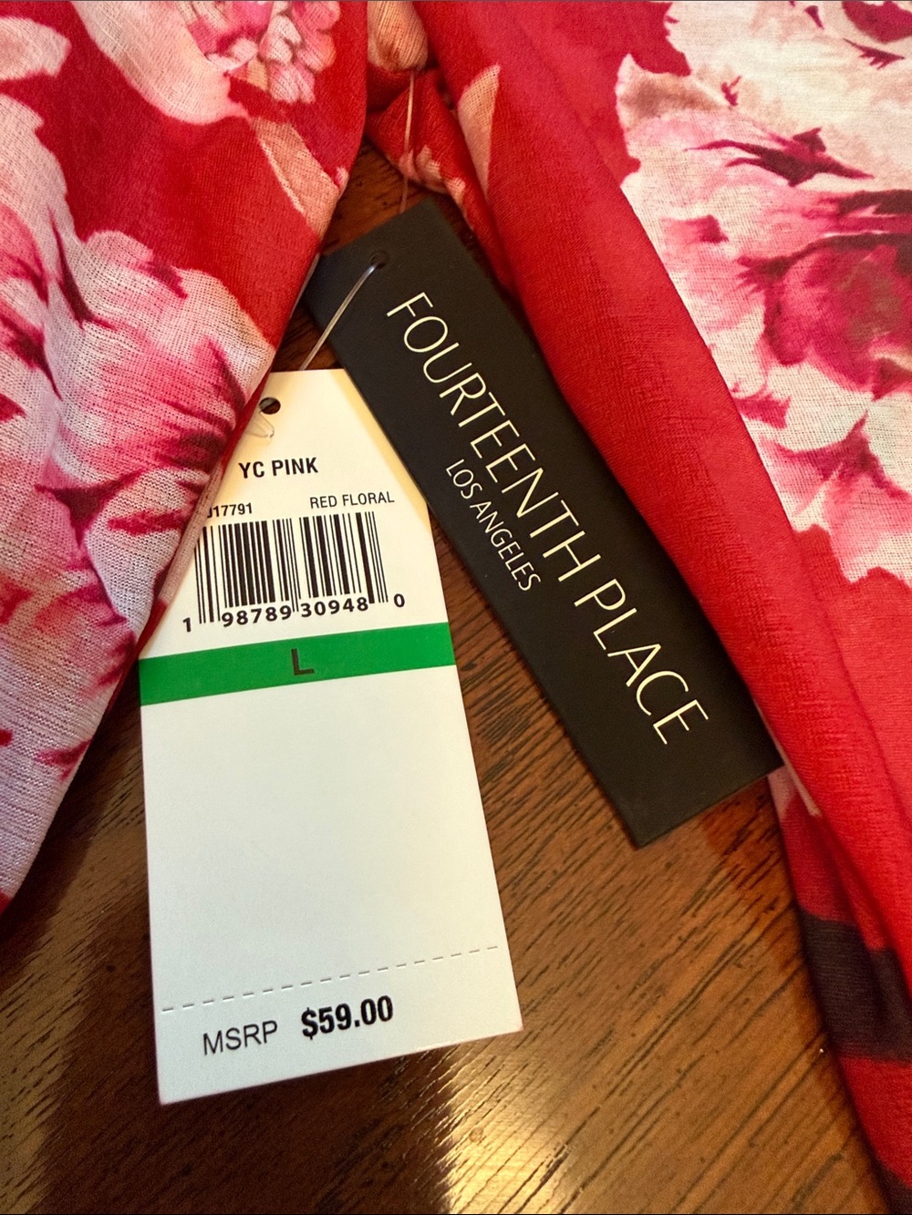 Red Floral Long-Sleeve Mini Dress - Picture 2 of 5